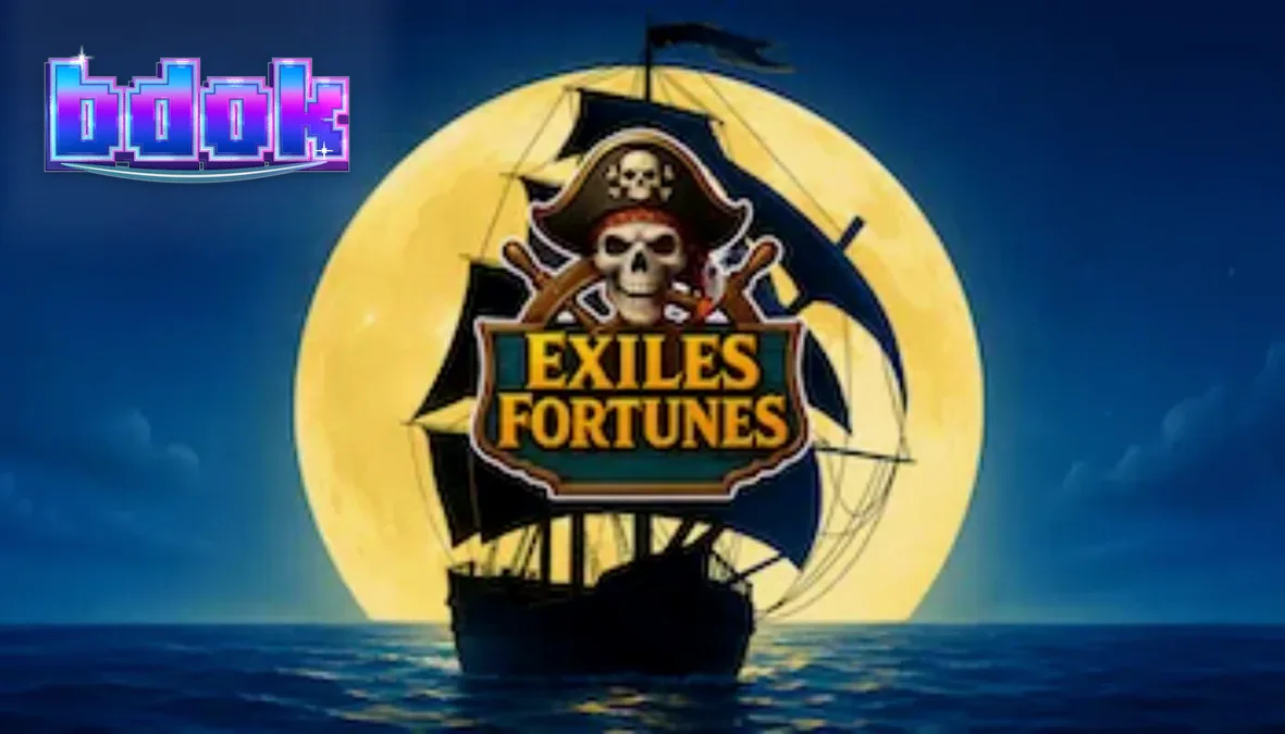 Exiles Fortunes স্লট গেমের রঙিন এবং প্রাণবন্ত জলদস্যু থিমযুক্ত ইন্টারফেস